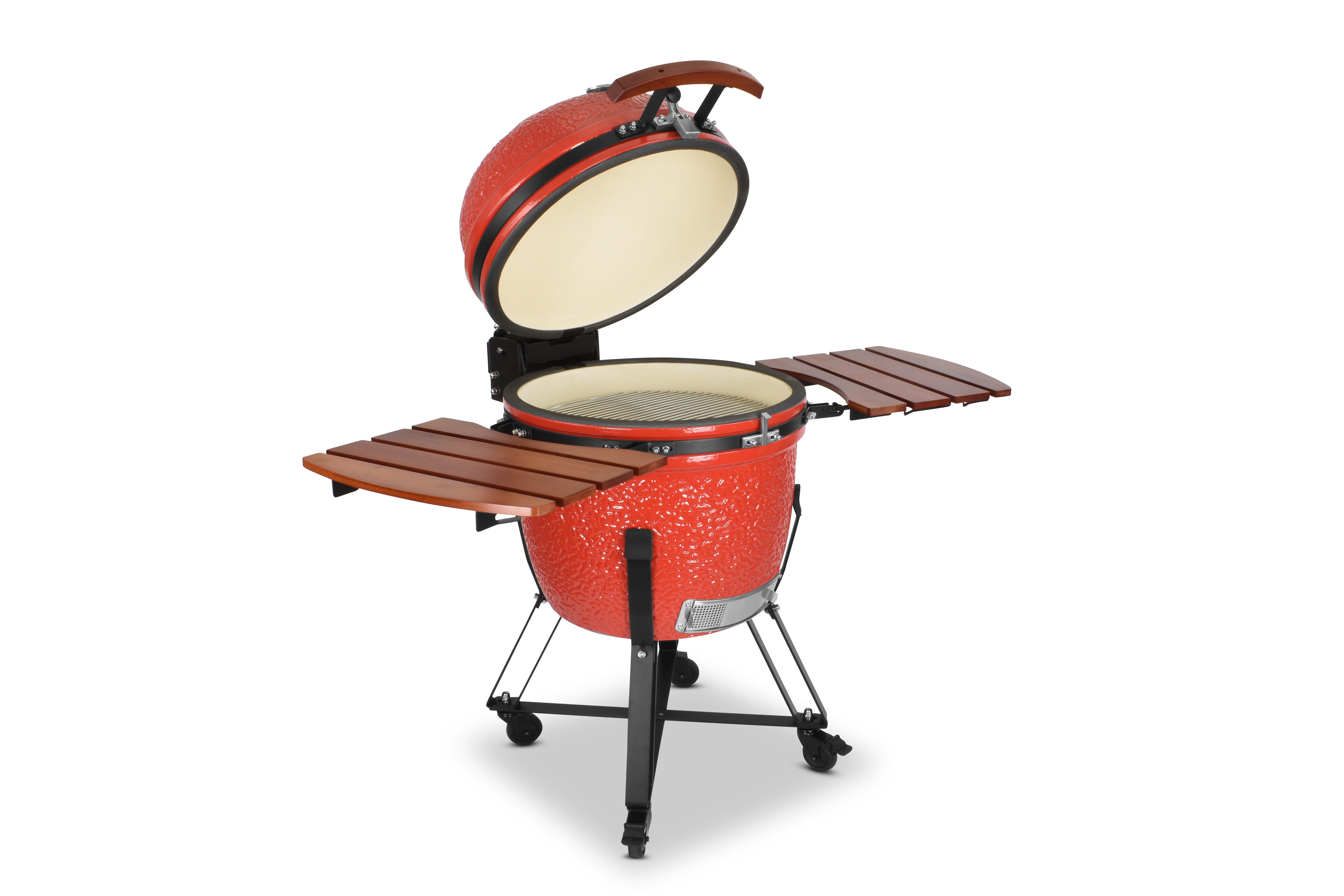Kamado SE-23,5 Grill Rot 60 cm Grilldurchmesser BBQ Keramik Holzkohlegrill Grill mit Holzkohle